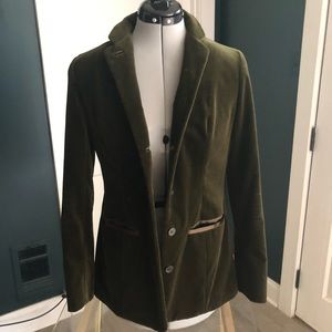 Olive Green Velvet Women's Blazer